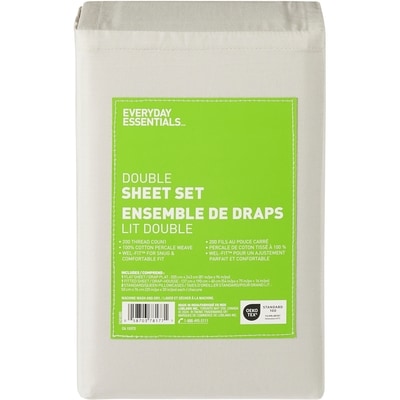 Everyday Essentials Double Cotton Percale Sheet 4 Piece Set   1 ea, $45.00/1ea