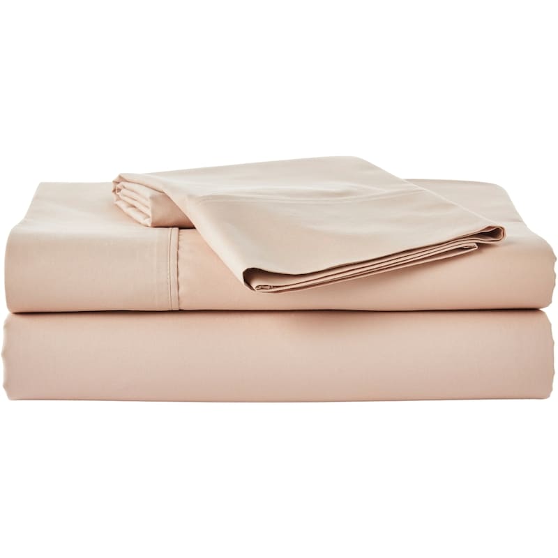 Twin Percale Cotton Sheet 3 Piece Set - Blush