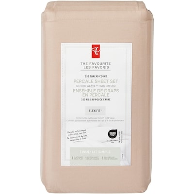 le Choix du Président Ensemble de draps 3 pièces en percale de coton pour lit simple – rose pâle 1 ea, 50,00 $/1ch