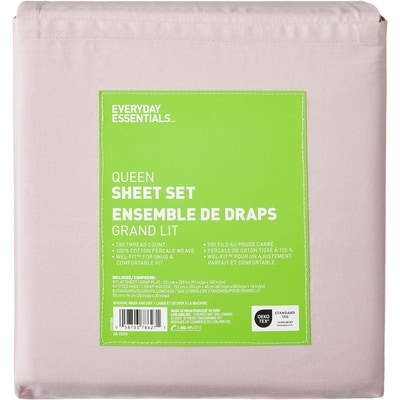 Everyday Essentials Ensemble de draps 4 pièces en coton pour grand lit 1 ea, 50,00 $/1ch