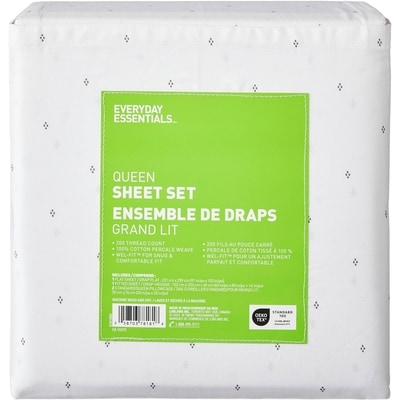 Everyday Essentials Queen Cotton Sheet 4 Piece Set 1 ea, $50.00/1ea