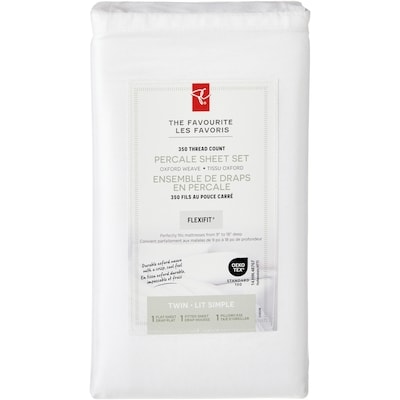President's Choice Twin Percale Cotton Sheet 3 Piece Set 1 ea, $50.00/1ea