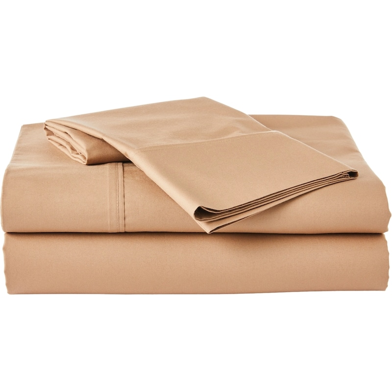 Twin Percale Cotton Sheet 3 Piece Set - Hazelnut