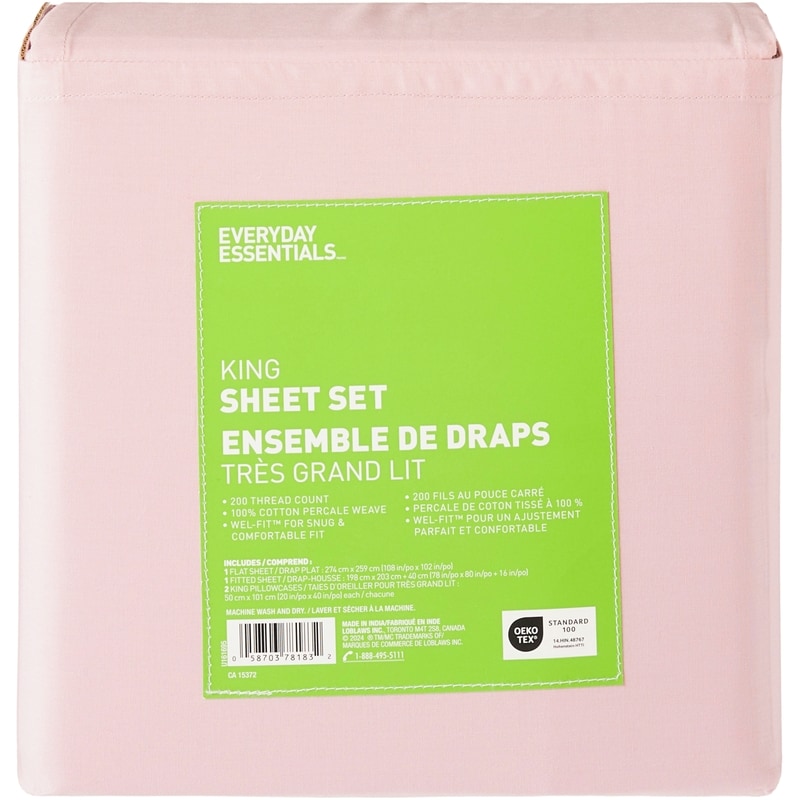King Cotton Percale Sheet 4 Piece Set