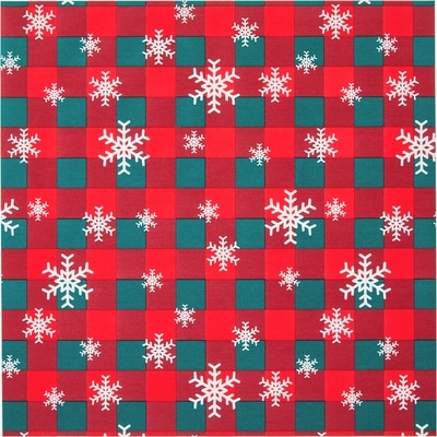 Gros rouleau de papier-cadeau épais – carreaux écossais et flocons de neige