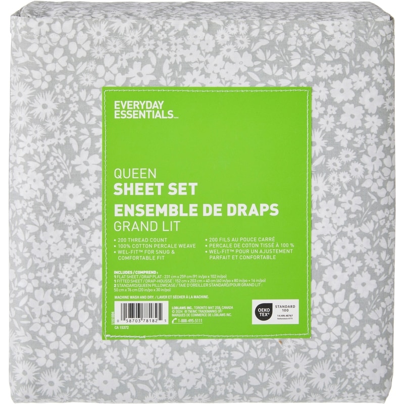 Queen Cotton Sheet 4 Piece Set
