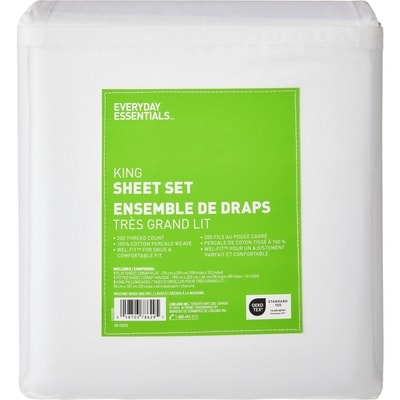 Everyday Essentials King Cotton Sheet 4 Piece Set 1 ea, $55.00/1ea