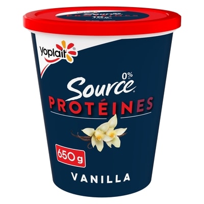 Yoplait Source Protein Yogurt Vanilla 0% M.F. 650 g, $0.77/100g
