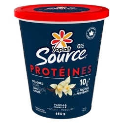 Yoplait Source Protein Yogurt Vanilla 0% M.F. 650 g, $0.54/100g