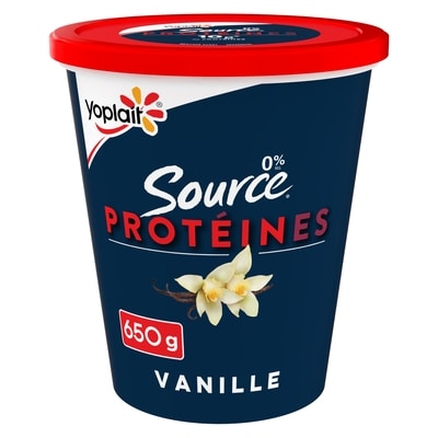 Yoplait Source proteine yogourt vanille 0% m.g. 650 g, 0,54 $/100g