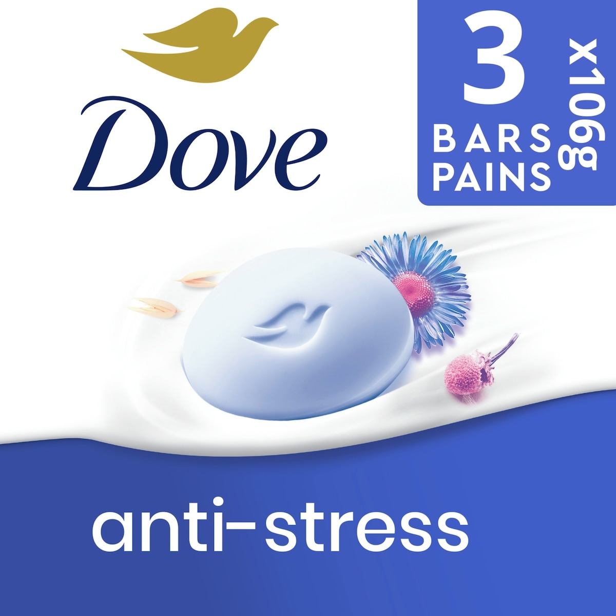 Dove Beauty Bar Soap Anti-Stress Blue Chamomile & Oat Milk 318 g, $2.20/100g