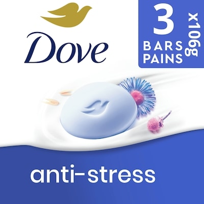 Dove Beauty Bar Soap Anti-Stress Blue Chamomile & Oat Milk 318 g, $2.28/100g