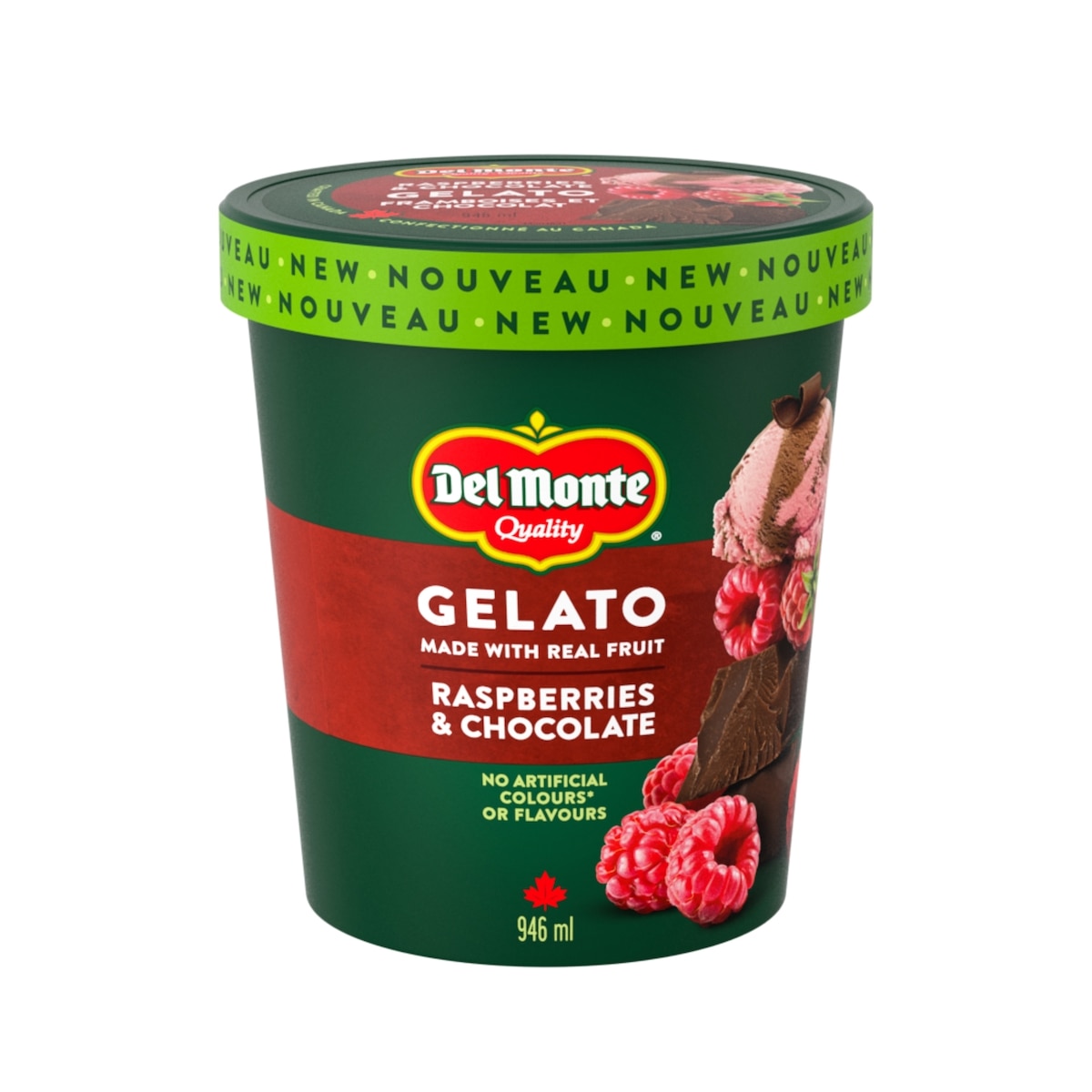Del Monte Gelato framboises et chocolat 0.946 l, 0,95 $/100ml