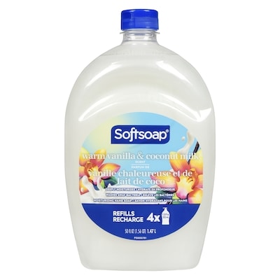 Softsoap Savon hydratant pour les mains parfum de vanille chaleureuse et de lait de coco recharge 1.47 l, 0,54 $/100ml