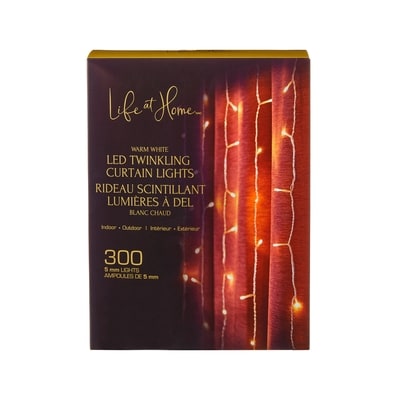 Life at Home LED Twinkling Curtain Lights 300 Count - Warm White 1 ea, $29.00/1ea