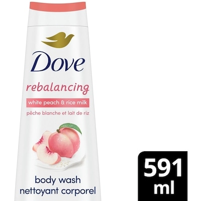 Dove Nettoyant corporel pêche blanche et lait de riz 591 ml, 1,52 $/100ml