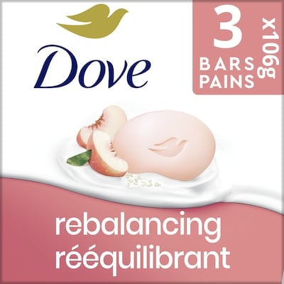 Dove Pain de Beauté Nettoyant Doux, Pêche et Lait de Riz 318 g, 2,67 $/100g
