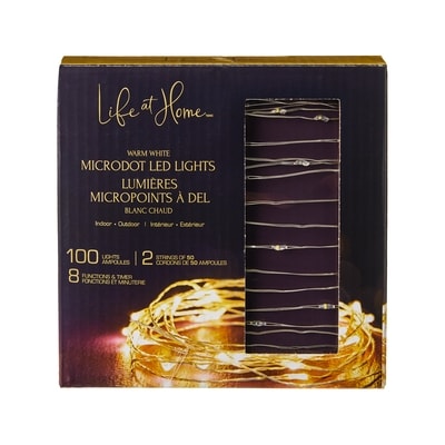 Life at Home Microdot LED Lights 100 Counts, Warm White 1 ea, $18.00/1ea