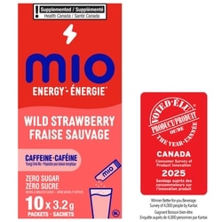 MiO Mélange de boisson en poudre à la fraise sauvage energy, sachets de 3, 2 g, boîte de 10 ct 31 g, 10,48 $/100g