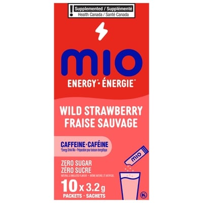 MiO Mélange de boisson en poudre à la fraise sauvage energy, sachets de 3, 2 g, boîte de 10 ct 31 g, 10,48 $/100g