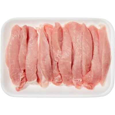 null Lanieres Porc Pour Sautes      250 g, 2,00 $/100g