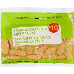 null Bâtonnets de fromage mozzarella panés 750 g, 1,33 $/100g