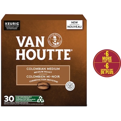 Van Houtte Colombian Dark, Medium Roast, K-Cup Coffee Pods 30 ea, $1.07/1ea