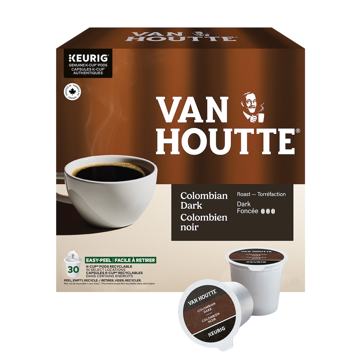 Van Houtte Colombian Dark, Dark Roast, K-Cup Coffee Pods, 30 Count