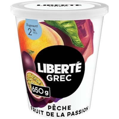 Liberté Grec yogourt pêche fruit de la passion 2 % m.g. 650 g, 1,00 $/100g