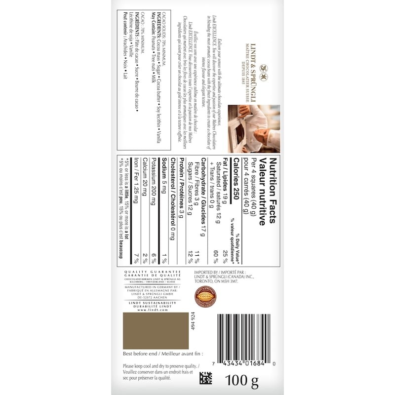 EXCELLENCE Mild 70% Dark Chocolate Bar