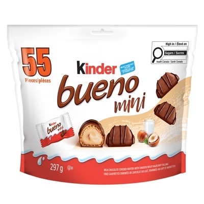 Kinder BUENO Mini Chocolate And Hazelnut Cream Candy Bars, Halloween Chocolates, 55 Individually Wrapped Chocolates Per Bag 297 g, $4.71/100g