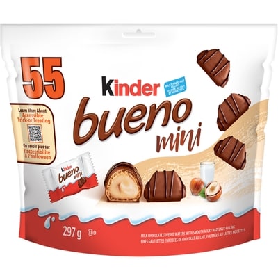 Kinder BUENO Mini, chocolats d'halloween, 55 chocolats emballés individuellement par sachet 297 g, 4,04 $/100g