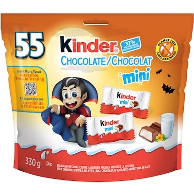 Kinder CHOCOLATE/CHOCOLAT Mini, chocolats d'halloween, 55 chocolats au lait emballés individuellement par sachet 330 g, 3,63 $/100g