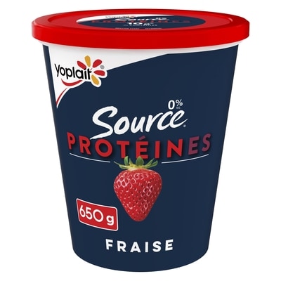 Yoplait Yogourt Traditionnel Source 0%, Fraise, Haute Teneur en Protéines 650 g, 0,54 $/100g