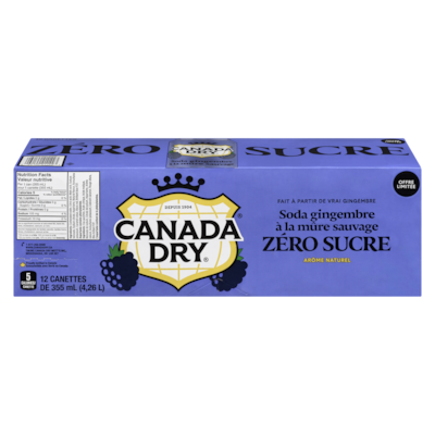 Canada Dry Soda gingembre à la mûre sauvage zéro sucre 12x355.0 ml, 0,20 $/100ml