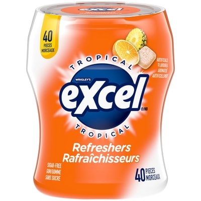 Excel Gomme sans sucre rafraîchisseurs tropical (caisse) 6x80.0 g, 5,73 $/100g