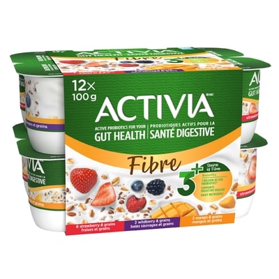 Activia Probiotic Yogurt, Fibre, Strawberry, Wildberry, Mango 1140 g, $0.61/100g
