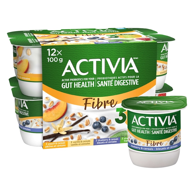 Probiotic Yogurt, Fibre, Peach/Blueberry/Vanilla/Strawberry-Kiwi