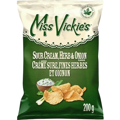 Miss Vickies Sour Cream, Herb & Onion Kettle Cooked Potato Chips 200 g, $2.75/100g