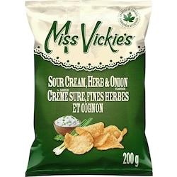 Miss Vickie’s Crème sure, fines herbes et oignon Croustilles cuites à la marmite  200 g, 2,75 $/100g