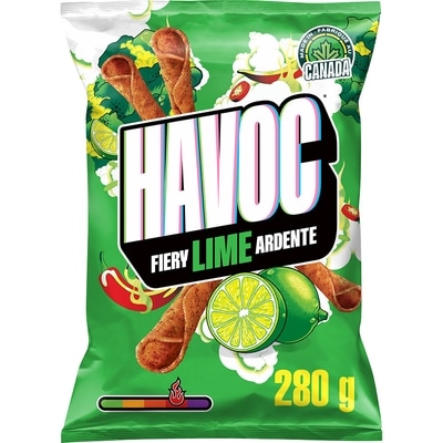 Havoc Fiery Lime flavoured Rolled Tortilla Chips 280 g, $1.60/100g