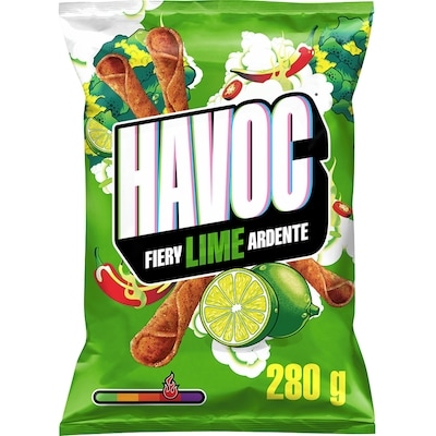 Havoc Fiery Lime Rolled Tortilla Chips 280 g, $1.43/100g