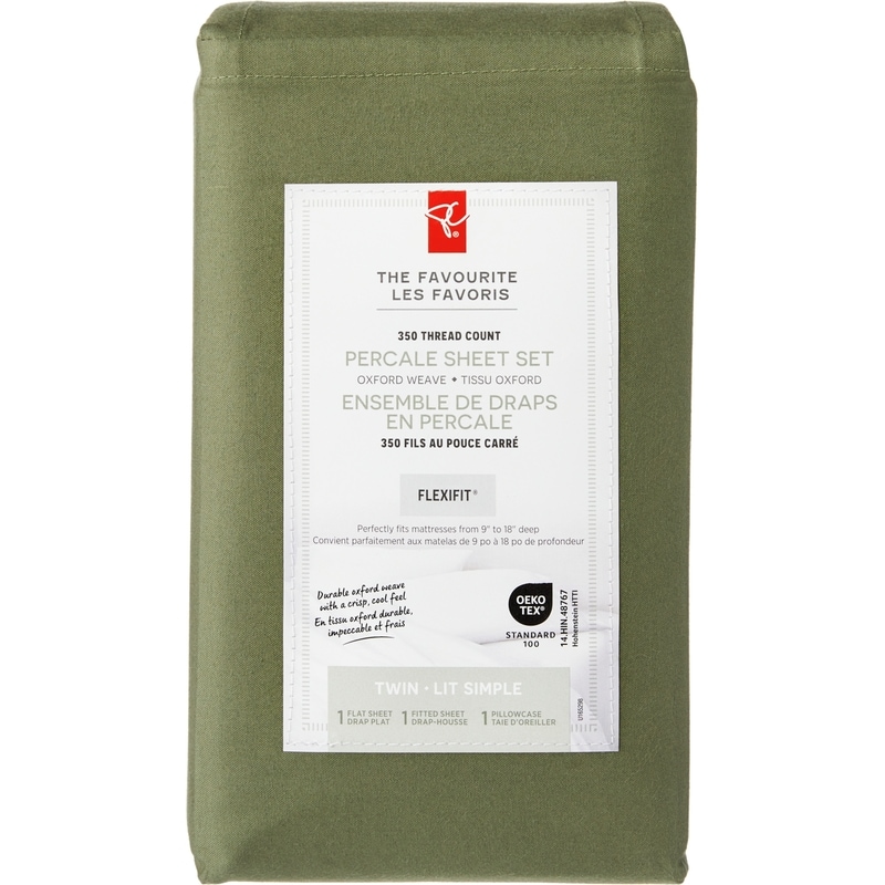 Twin Percale Cotton Sheet 3 Piece Set