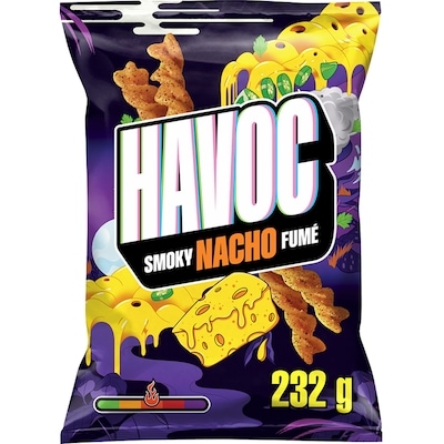 Havoc Smoky Nacho Twisted Corn Chips  232 g, $1.85/100g