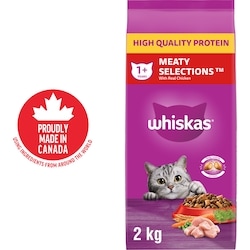 Whiskas Meaty Selections Adult Dry Cat Food With Real Chicken 2 kg, $0.57/100g