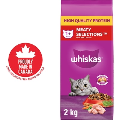 Whiskas Meaty Selections Adult Dry Cat Food With Real Chicken 2 kg, $0.60/100g