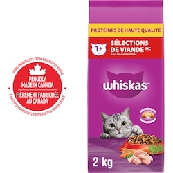 Whiskas Sélections de viande nourriture pour chats adultes avec poulet véritable 2 kg, 0,48 $/100g