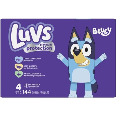 Luvs Couches pour bébés  Protection Platinum, taille 4, 144 couches 144 ea, 0,26 $/1ch