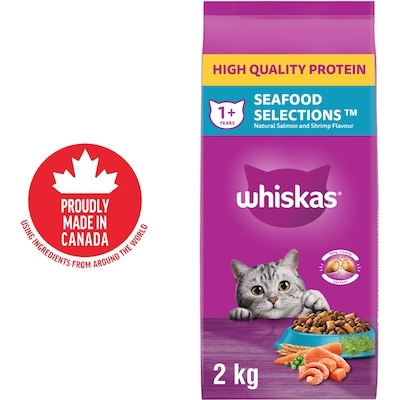 Whiskas Seafood Selections Adult Dry Cat Food With Natural Salmon & Shrimp Flavour 2 kg, $0.60/100g