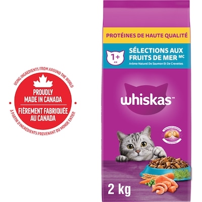 Whiskas Sélections aux fruits de mer nourriture pour chats adultes arôme naturel de saumon et de crevettes 2 kg, 0,45 $/100g